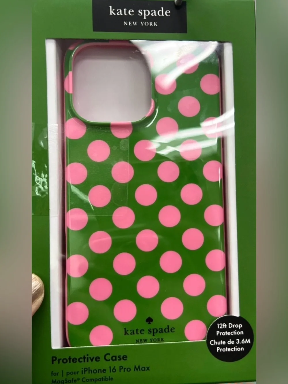 NEW Kate Spade New York 16 PRO MAX Pink/Green Dots protective Case TPU.
